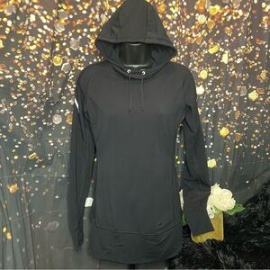 Nike Dri Fit Black Hoodie Tunic Top  Size XS With Thumb holes & Reflective Lines